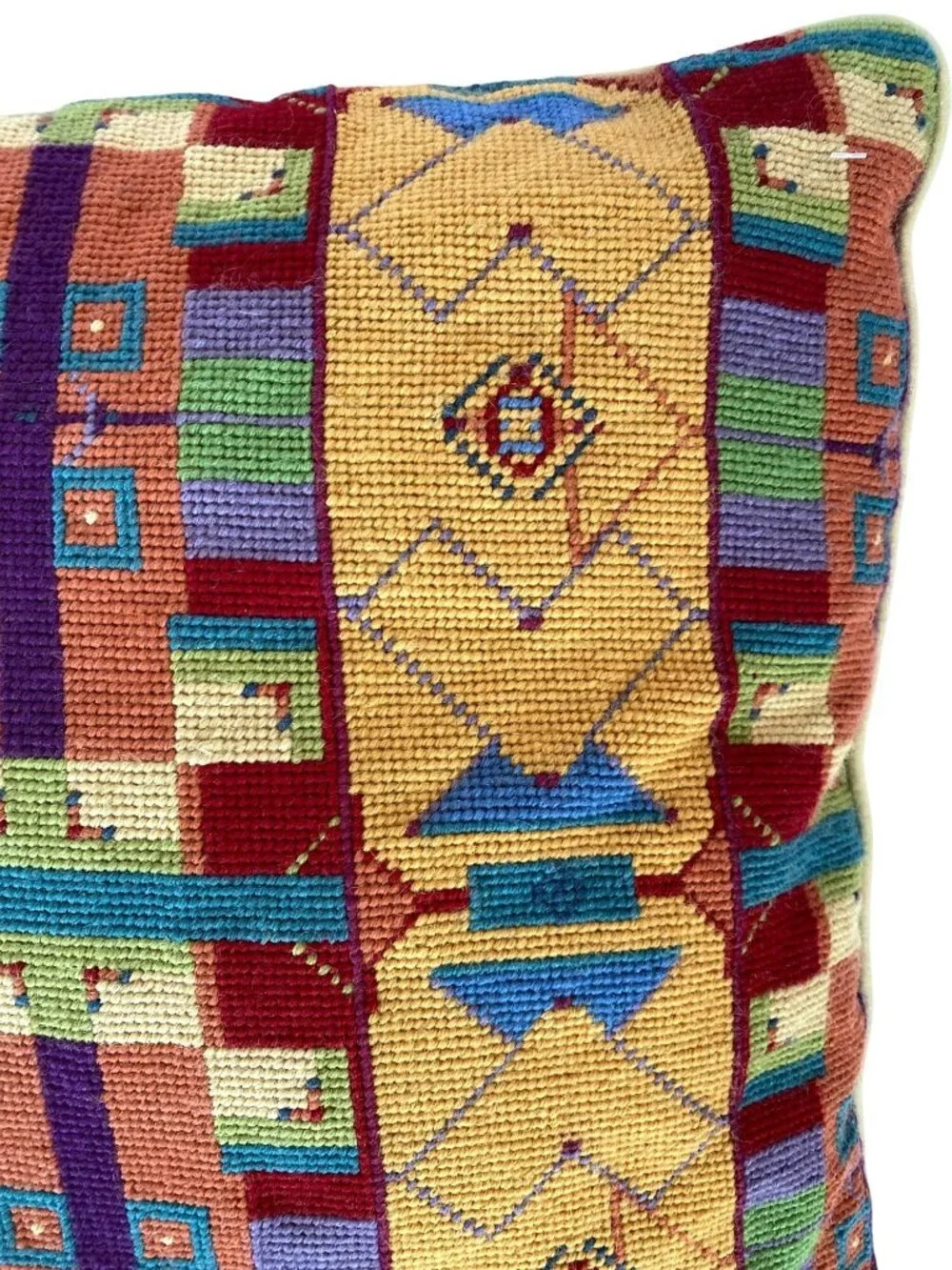 Needlepoint Pillow Michaelian Home Wool Abstract Native American South West RARE